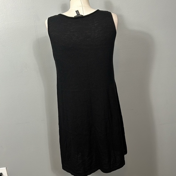 Eileen Fisher Black Italian Wool Yarn Sleeveless Midi Crew Neck Dress size M - Picture 5 of 15